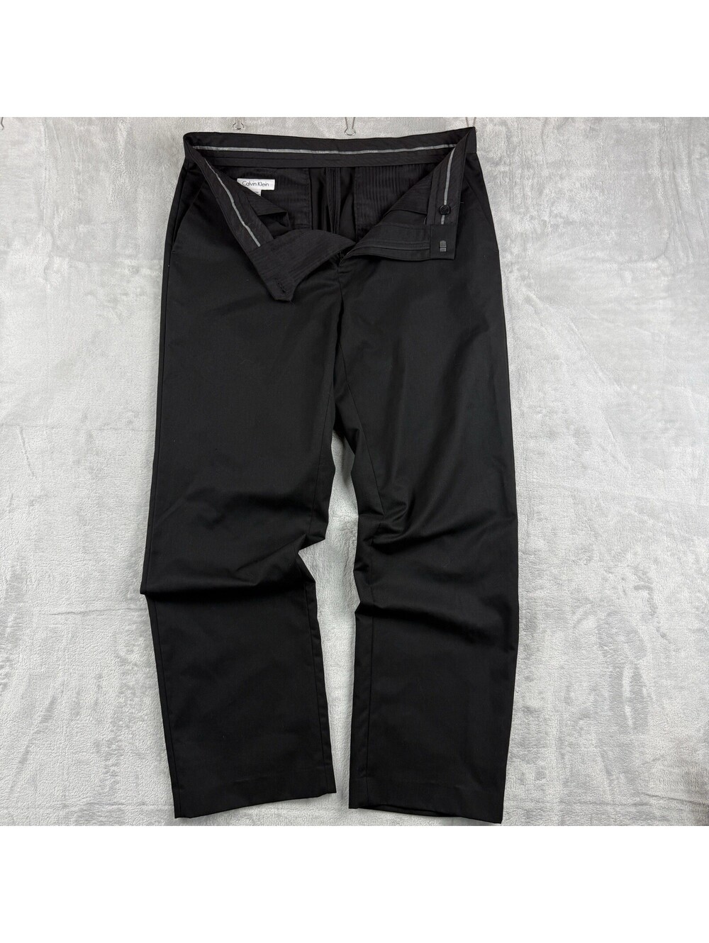 Calvin Klein Men Dress Pants 33x30 Black Flat Front Straight Leg Trousers Office